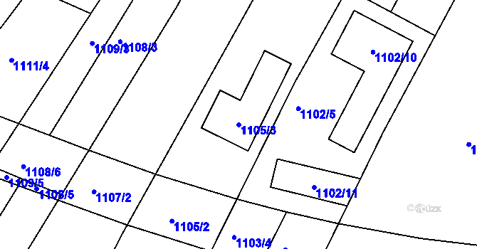 Parcela st. 1105/3 v KÚ Soběšice, Katastrální mapa