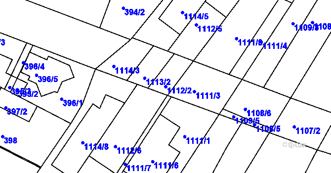 Parcela st. 1112/2 v KÚ Soběšice, Katastrální mapa