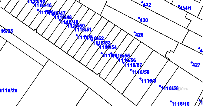 Parcela st. 1116/8 v KÚ Soběšice, Katastrální mapa