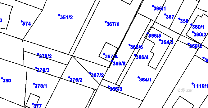 Parcela st. 367/4 v KÚ Soběšice, Katastrální mapa