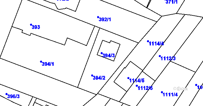 Parcela st. 394/3 v KÚ Soběšice, Katastrální mapa