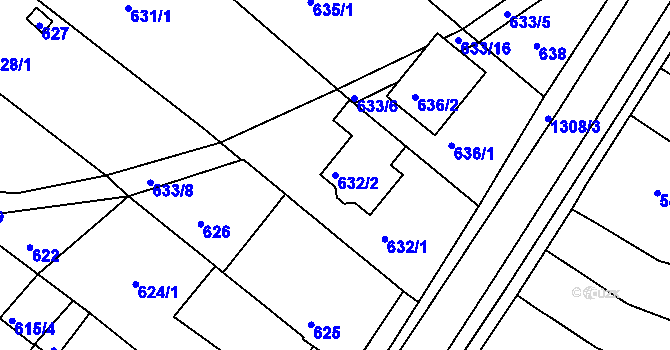 Parcela st. 632/2 v KÚ Soběšice, Katastrální mapa