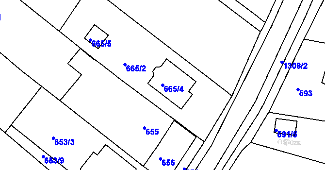 Parcela st. 665/4 v KÚ Soběšice, Katastrální mapa