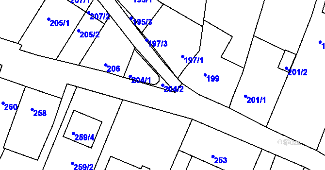 Parcela st. 204/2 v KÚ Soběšice, Katastrální mapa