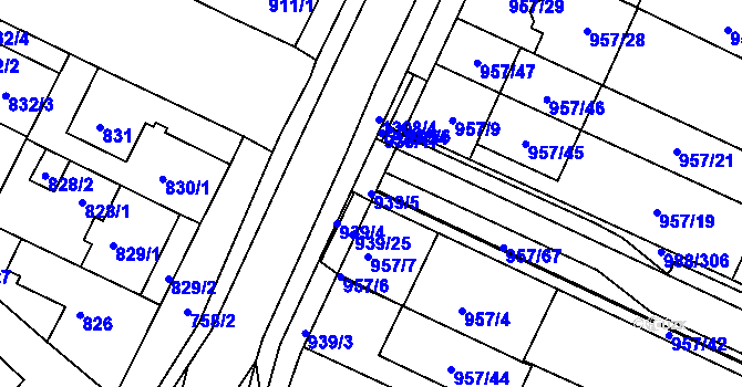 Parcela st. 939/5 v KÚ Soběšice, Katastrální mapa