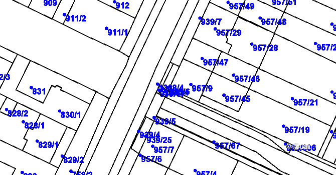 Parcela st. 939/6 v KÚ Soběšice, Katastrální mapa
