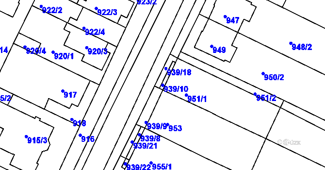 Parcela st. 939/10 v KÚ Soběšice, Katastrální mapa