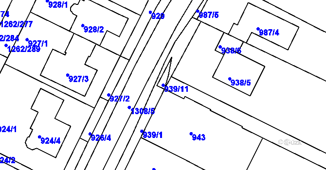 Parcela st. 939/11 v KÚ Soběšice, Katastrální mapa