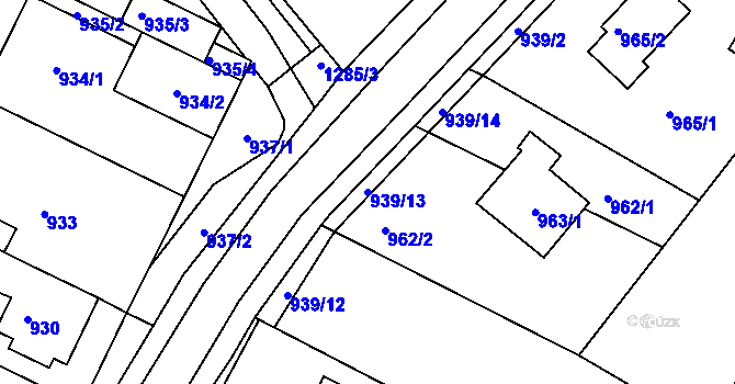 Parcela st. 939/13 v KÚ Soběšice, Katastrální mapa