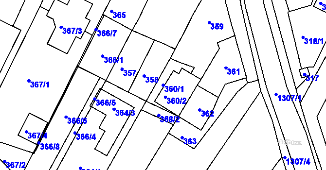 Parcela st. 360/1 v KÚ Soběšice, Katastrální mapa