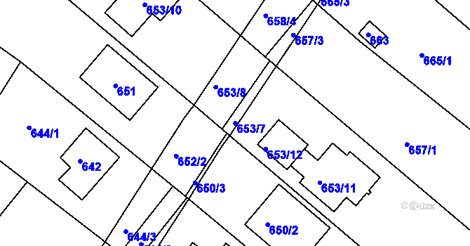 Parcela st. 653/7 v KÚ Soběšice, Katastrální mapa