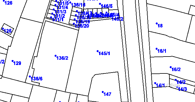 Parcela st. 145/1 v KÚ Soběšice, Katastrální mapa