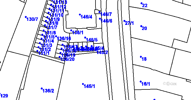 Parcela st. 145/2 v KÚ Soběšice, Katastrální mapa