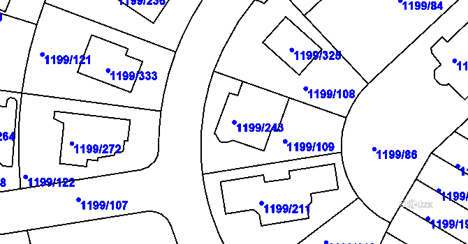 Parcela st. 1199/243 v KÚ Soběšice, Katastrální mapa