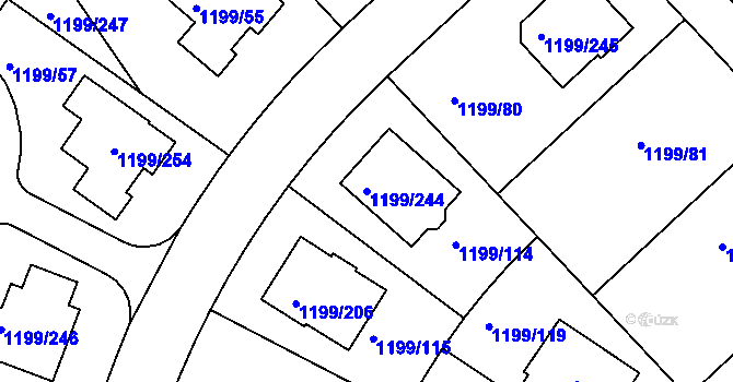 Parcela st. 1199/244 v KÚ Soběšice, Katastrální mapa