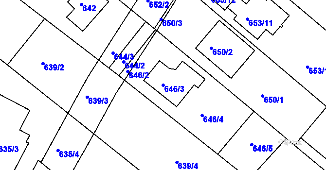 Parcela st. 646/3 v KÚ Soběšice, Katastrální mapa