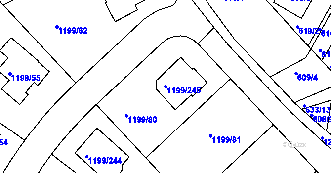 Parcela st. 1199/245 v KÚ Soběšice, Katastrální mapa
