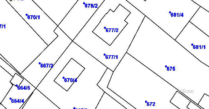 Parcela st. 677/1 v KÚ Soběšice, Katastrální mapa
