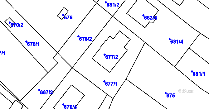 Parcela st. 677/2 v KÚ Soběšice, Katastrální mapa
