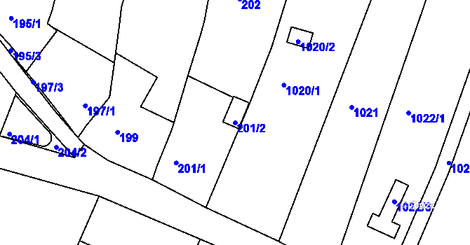 Parcela st. 201/2 v KÚ Soběšice, Katastrální mapa