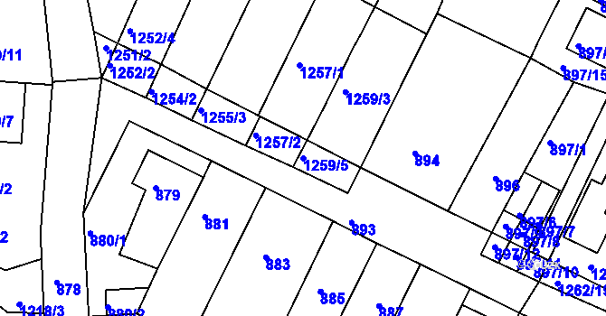 Parcela st. 1259/5 v KÚ Soběšice, Katastrální mapa
