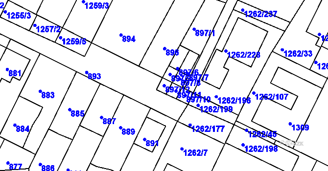 Parcela st. 897/12 v KÚ Soběšice, Katastrální mapa