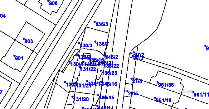 Parcela st. 146/2 v KÚ Soběšice, Katastrální mapa