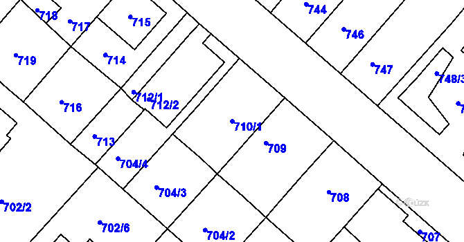 Parcela st. 710/1 v KÚ Soběšice, Katastrální mapa