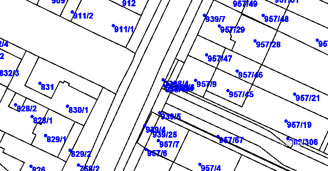 Parcela st. 939/17 v KÚ Soběšice, Katastrální mapa