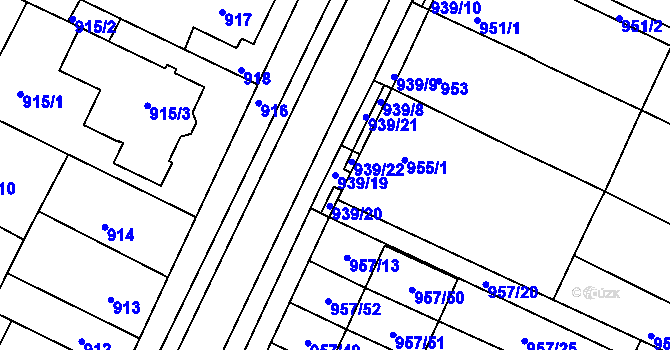 Parcela st. 939/19 v KÚ Soběšice, Katastrální mapa