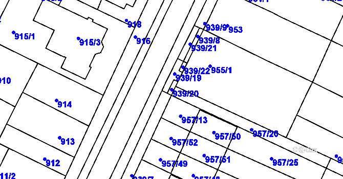 Parcela st. 939/20 v KÚ Soběšice, Katastrální mapa