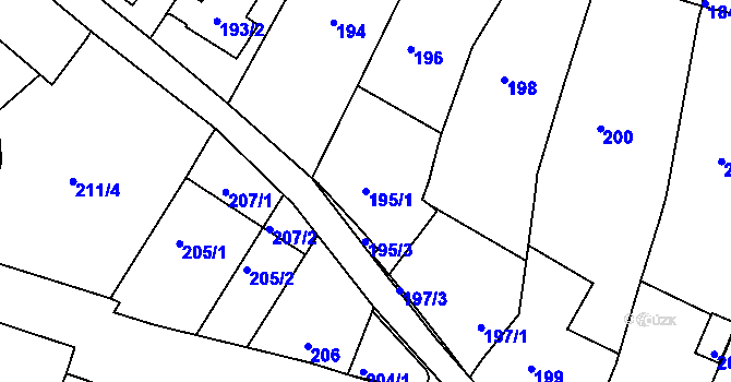 Parcela st. 195/1 v KÚ Soběšice, Katastrální mapa