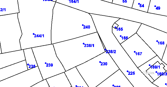 Parcela st. 238/1 v KÚ Soběšice, Katastrální mapa