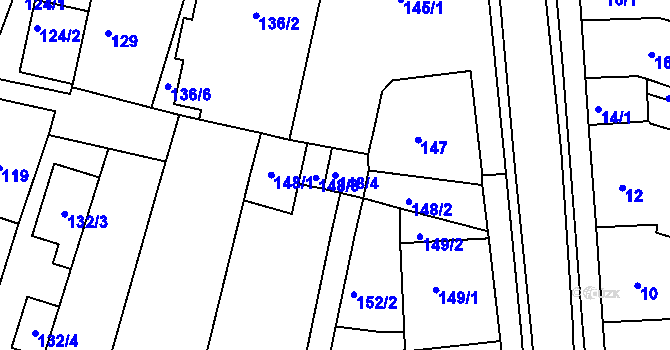 Parcela st. 148/4 v KÚ Soběšice, Katastrální mapa