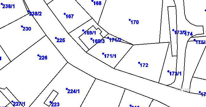 Parcela st. 171/1 v KÚ Soběšice, Katastrální mapa