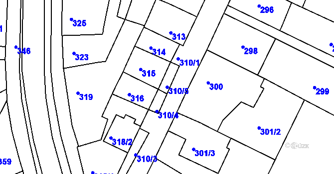 Parcela st. 310/5 v KÚ Soběšice, Katastrální mapa