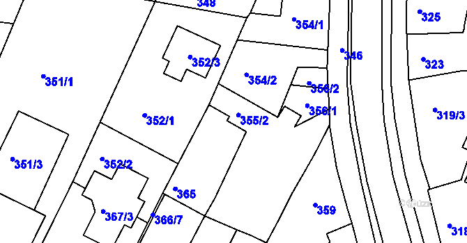 Parcela st. 355/1 v KÚ Soběšice, Katastrální mapa