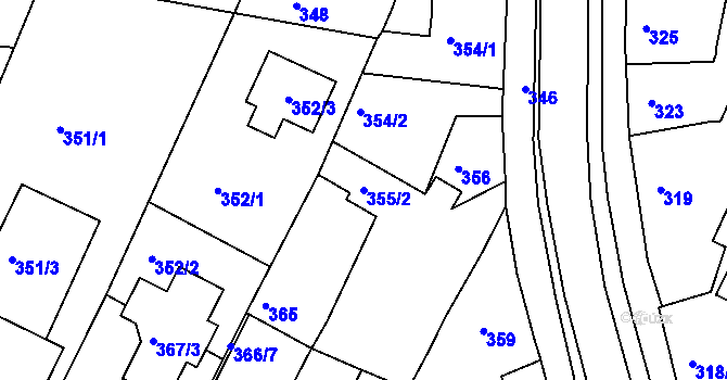 Parcela st. 355/2 v KÚ Soběšice, Katastrální mapa