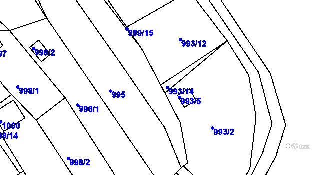 Parcela st. 993/14 v KÚ Soběšice, Katastrální mapa
