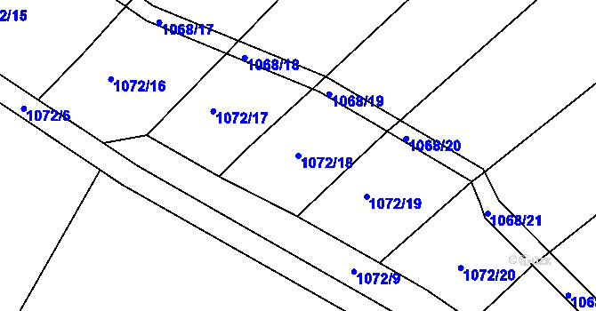 Parcela st. 1072/18 v KÚ Soběšice, Katastrální mapa