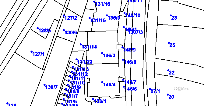 Parcela st. 146/3 v KÚ Soběšice, Katastrální mapa