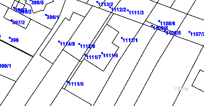 Parcela st. 1111/6 v KÚ Soběšice, Katastrální mapa