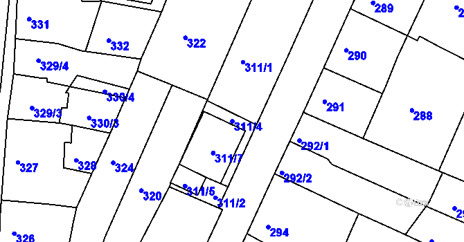 Parcela st. 311/4 v KÚ Soběšice, Katastrální mapa