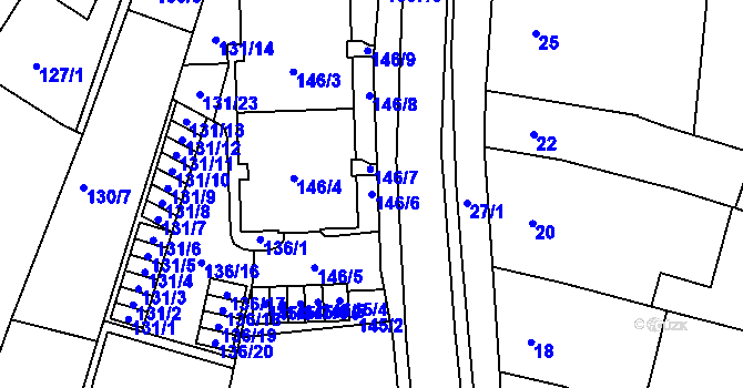 Parcela st. 146/6 v KÚ Soběšice, Katastrální mapa