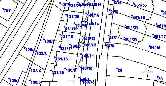 Parcela st. 146/12 v KÚ Soběšice, Katastrální mapa