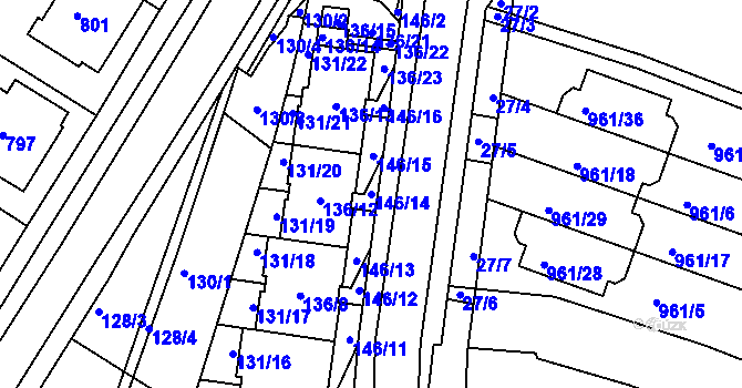 Parcela st. 146/14 v KÚ Soběšice, Katastrální mapa