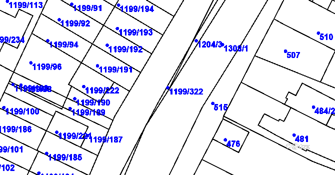 Parcela st. 1199/322 v KÚ Soběšice, Katastrální mapa