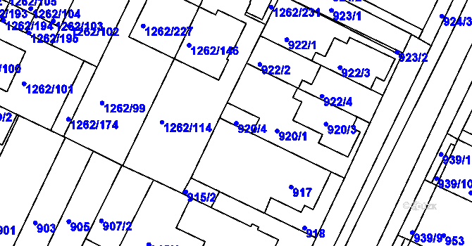 Parcela st. 920/4 v KÚ Soběšice, Katastrální mapa