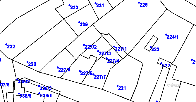 Parcela st. 227/3 v KÚ Soběšice, Katastrální mapa