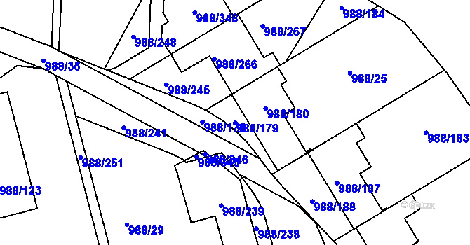 Parcela st. 988/179 v KÚ Soběšice, Katastrální mapa